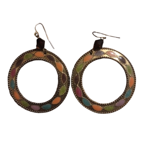Vibrant Multicolor Hoop Earrings Multicolor. Fall Colors Autumn Hoop Earrings - Picture 1 of 3